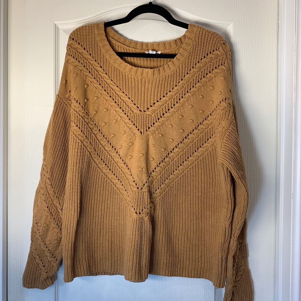 Tribal Jeansโ Cozy Knit Sweater โ Warm Brown BohoStyle Everyday Wear (L)